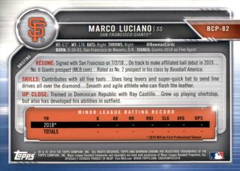 2019 Bowman - Chrome Prospects Mojo Refractors #BCP-82 Marco Luciano Back