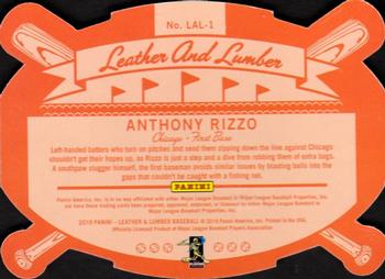 2019 Panini Leather & Lumber - Leather and Lumber #LAL-1 Anthony Rizzo Back