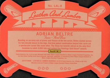 2019 Panini Leather & Lumber - Leather and Lumber #LAL-8 Adrian Beltre Back