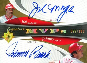 2005 UD Ultimate Signature Edition - MVPs Dual Autograph #MVP-MB Joe Morgan / Johnny Bench Front