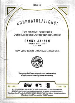 2019 Topps Definitive Collection - Definitive Rookie Autographs #DRA-DJ Danny Jansen Back