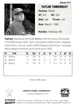 2004 Choice New York-Penn League Top Prospects #11 Taylor Tankersley Back