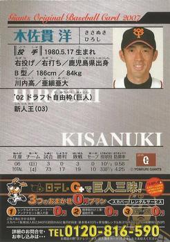 2007 Yomiuri Giants Giants 2007 #41 Hiroshi Kisanuki Back