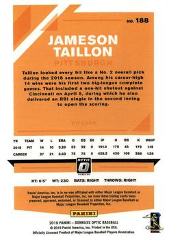 2019 Donruss Optic #188 Jameson Taillon Back
