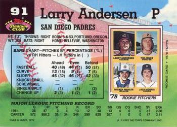 1992 Stadium Club #91 Larry Andersen Back