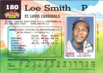 1992 Stadium Club #180 Lee Smith Back
