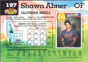 1992 Stadium Club #197 Shawn Abner Back