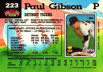 1992 Stadium Club #223 Paul Gibson Back