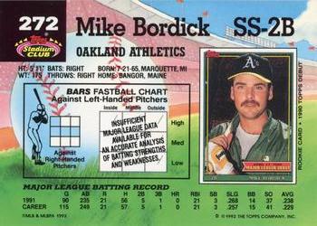 1992 Stadium Club #272 Mike Bordick Back