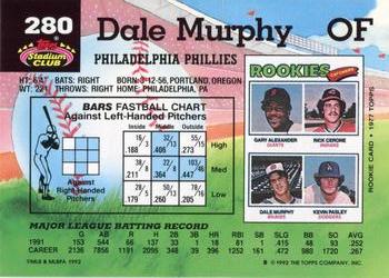 1992 Stadium Club #280 Dale Murphy Back