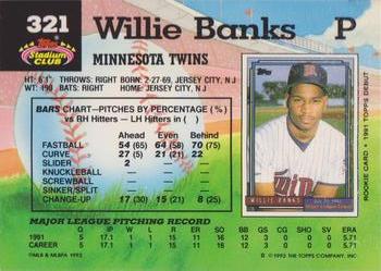 1992 Stadium Club #321 Willie Banks Back