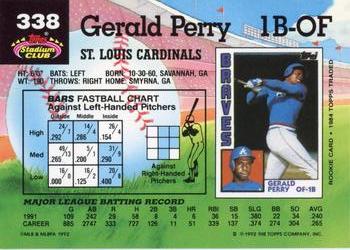 1992 Stadium Club #338 Gerald Perry Back
