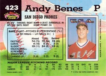 1992 Stadium Club #423 Andy Benes Back