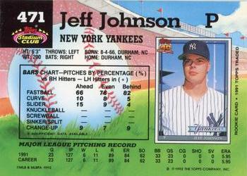 1992 Stadium Club #471 Jeff Johnson Back