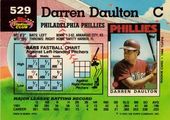 1992 Stadium Club #529 Darren Daulton Back