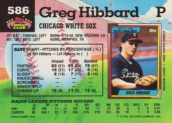 1992 Stadium Club #586 Greg Hibbard Back