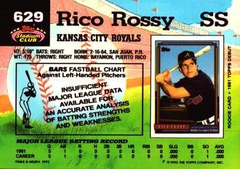1992 Stadium Club #629 Rico Rossy Back