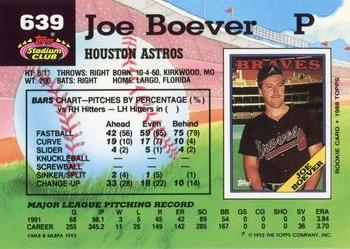1992 Stadium Club #639 Joe Boever Back