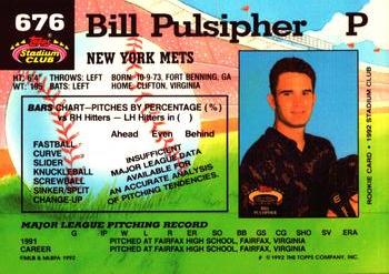 1992 Stadium Club #676 Bill Pulsipher Back