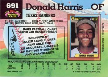 1992 Stadium Club #691 Donald Harris Back