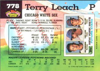 1992 Stadium Club #778 Terry Leach Back