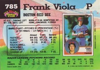 1992 Stadium Club #785 Frank Viola Back