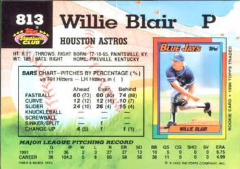 1992 Stadium Club #813 Willie Blair Back