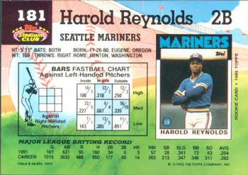 1992 Stadium Club #181 Harold Reynolds Back
