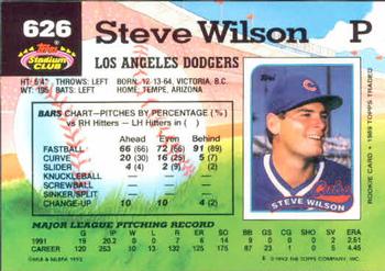 1992 Stadium Club #626 Steve Wilson Back