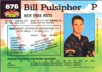 1992 Stadium Club #676 Bill Pulsipher Back