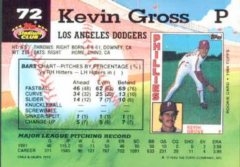 1992 Stadium Club #72 Kevin Gross Back