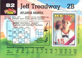 1992 Stadium Club #82 Jeff Treadway Back