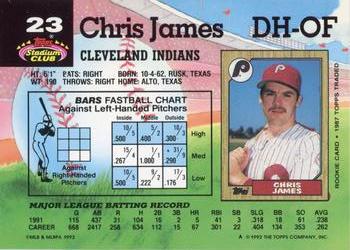 1992 Stadium Club #23 Chris James Back