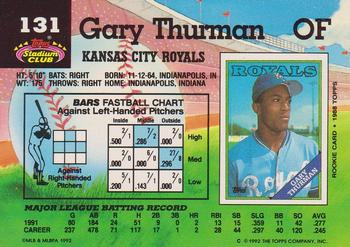 1992 Stadium Club #131 Gary Thurman Back