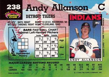 1992 Stadium Club #238 Andy Allanson Back