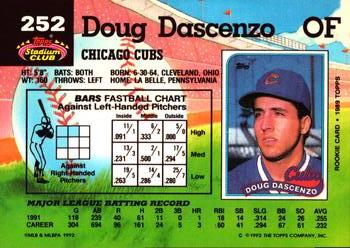 1992 Stadium Club #252 Doug Dascenzo Back