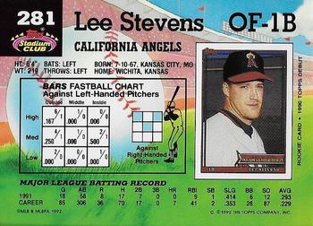 1992 Stadium Club #281 Lee Stevens Back