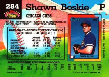 1992 Stadium Club #284 Shawn Boskie Back