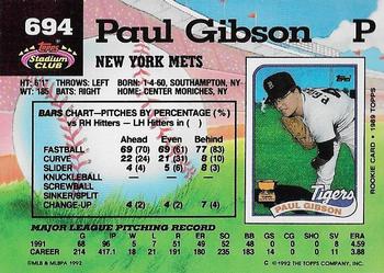 1992 Stadium Club #694 Paul Gibson Back