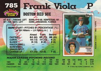 1992 Stadium Club #785 Frank Viola Back