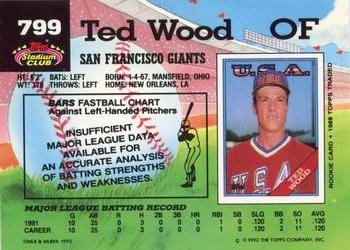 1992 Stadium Club #799 Ted Wood Back