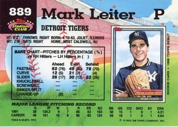 1992 Stadium Club #889 Mark Leiter Back