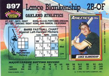 1992 Stadium Club #897 Lance Blankenship Back