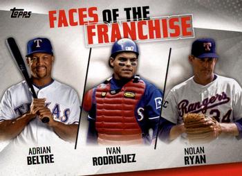 2019 Topps - Faces of the Franchise #FOF-24 Adrian Beltre / Ivan Rodriguez / Nolan Ryan Front