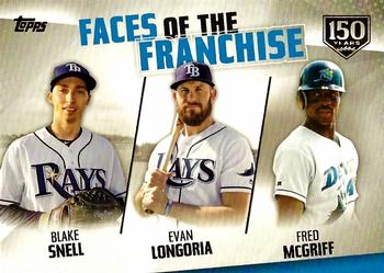 2019 Topps - Faces of the Franchise 150th Anniversary #FOF-30 Fred McGriff / Blake Snell / Evan Longoria Front