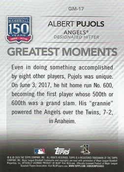 2019 Topps - 150 Years of Professional Baseball - Greatest Moments Blue #GM-17 Albert Pujols Back