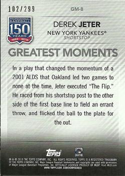 2019 Topps - 150 Years of Professional Baseball - Greatest Moments Black #GM-8 Derek Jeter Back