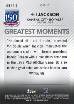2019 Topps - 150 Years of Professional Baseball - Greatest Moments Gold #GM-10 Bo Jackson Back