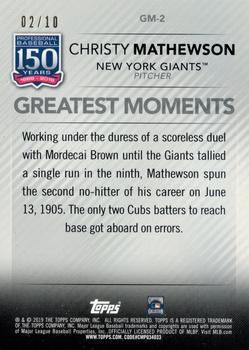 2019 Topps - 150 Years of Professional Baseball - Greatest Moments Red #GM-2 Christy Mathewson Back