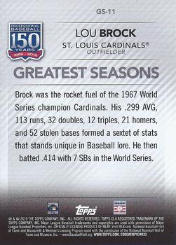 2019 Topps - 150 Years of Professional Baseball - Greatest Seasons #GS-11 Lou Brock Back